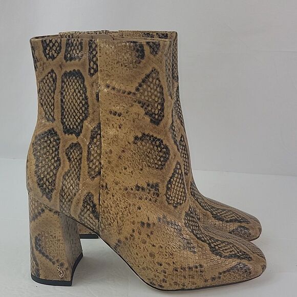 Sam Edelman Codie Snake-Embossed Leather Ankle Boots - Picture 2 of 16